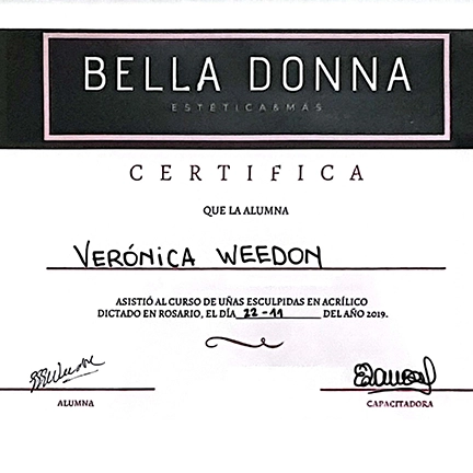 Certificado de curso de uñas esculpidas